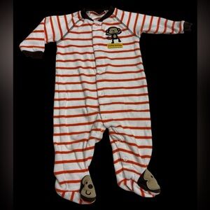 Carter's Red and White Striped Monkey Footie